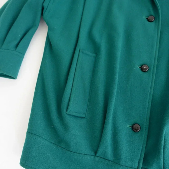 Vintage  J. Gallery Green 70% Wool Coat Size 5/6 - Picture 10 of 16